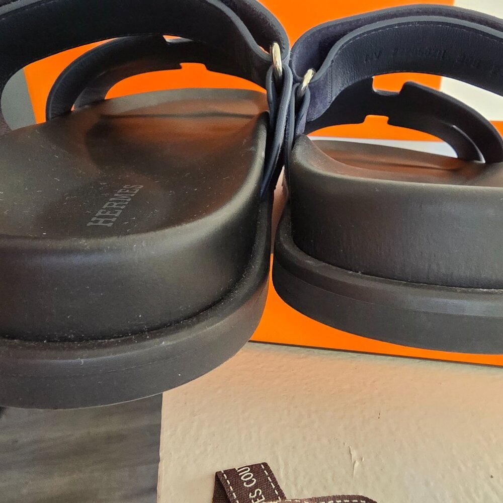 Hermès Chypre Sandal Suede Goatskin Blue Celeste Size 39.5 Excellent condition - Picture 12 of 12